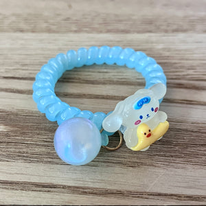 Cartoon Charm Spiral Hair Tie Bracelet