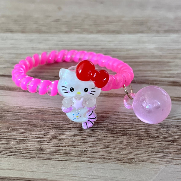 Kitty Mermaid Charm Spiral Hair Tie Bracelet