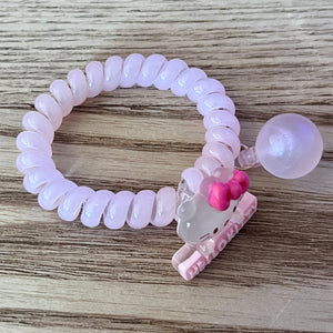 Kitty Charm Spiral Hair Tie Bracelet