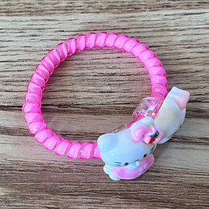 Kitty Star Charm Spiral Hair Tie Bracelet