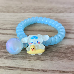 Cartoon Charm Spiral Hair Tie Bracelet