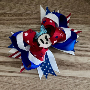 Minnie-Inspired 4th of July Hair Bow