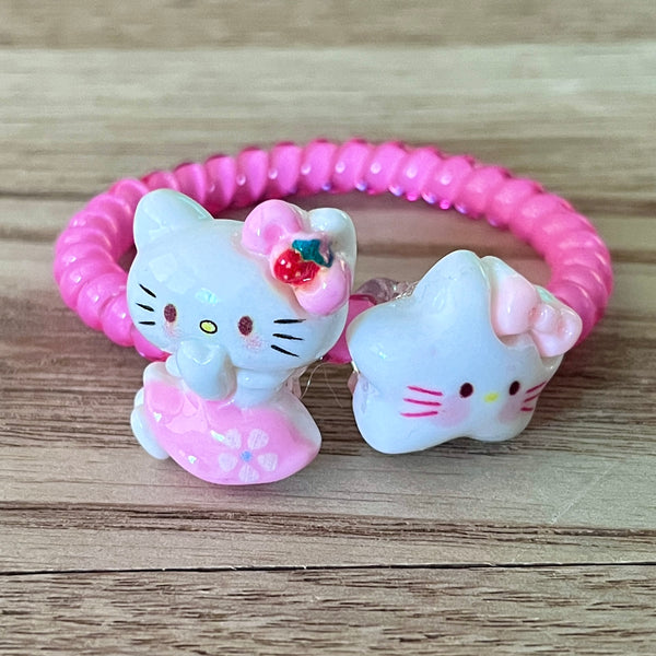 Kitty Star Charm Spiral Hair Tie Bracelet