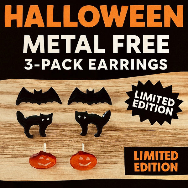 3-Pack Halloween Spooky Metal-Free Earrings
