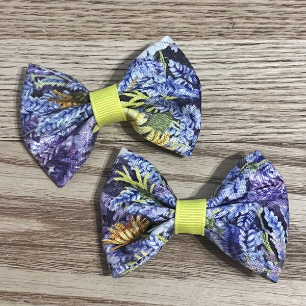 Lavender Field Fabric Mini Hair Bows