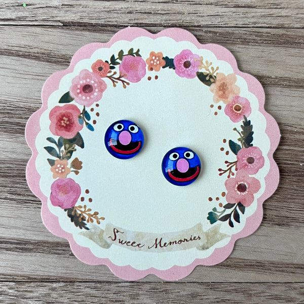 Blue Cartoon Face Earrings