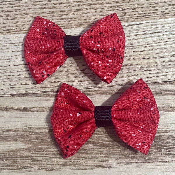 Red Fabric Mini Hair Bows