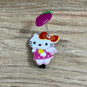 Strawberry Kitty Spring Motion Hair Clip