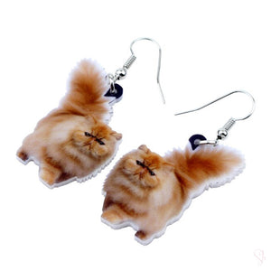 Fluffy Persian Cat Drop Earrings