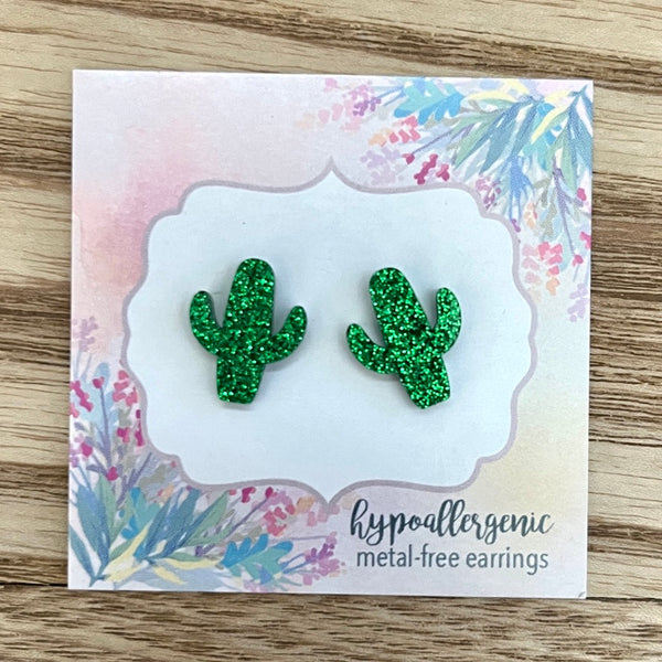Glitter Cactus Earrings