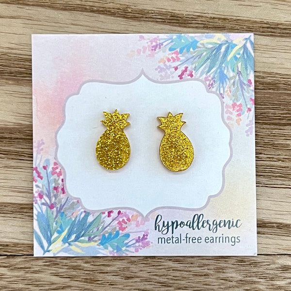 Glitter Pineapple Earrings