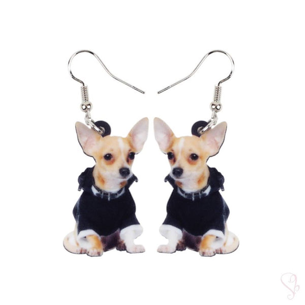 Chihuahua Black Shirt Drop Earrings