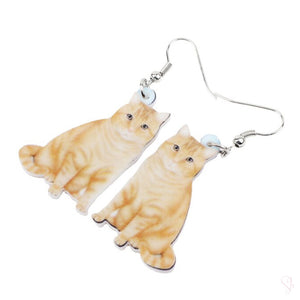 Ginger Tabby Cat Drop Earrings
