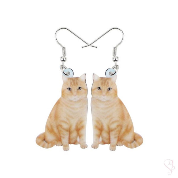 Ginger Tabby Cat Drop Earrings