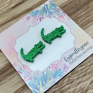 Glitter Alligator Earrings