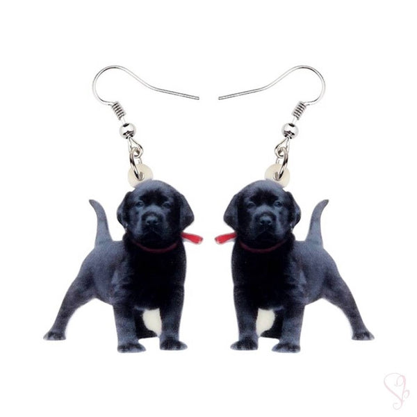 Black Labrador Dog Drop Earrings