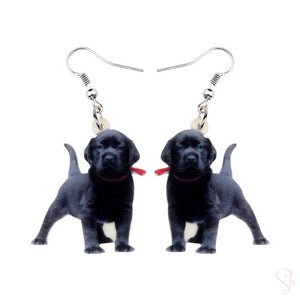 Black Labrador Dog Drop Earrings