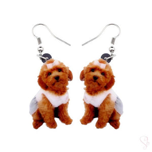 Toy Poodle Dog Drop Earrings