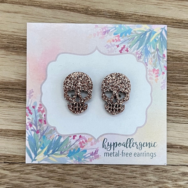 Glitter Skull Earrings