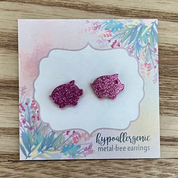 Glitter Piggy Earrings