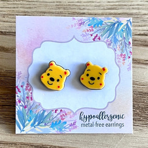 Pooh Bear Inspired Post Earrings