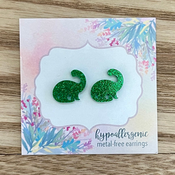 Glitter Dinosaur Earrings