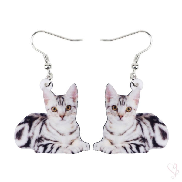 Gray Cat Drop Earrings