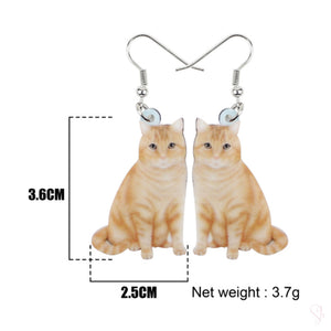 Ginger Tabby Cat Drop Earrings
