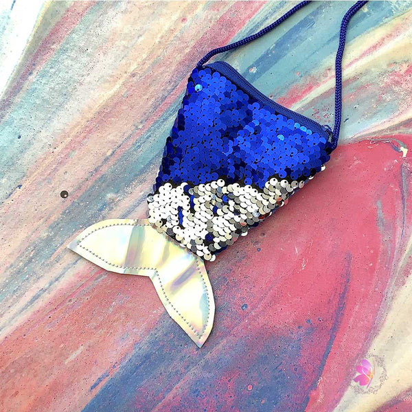 Blue Sequins Mermaid Tail Mini Crossbody