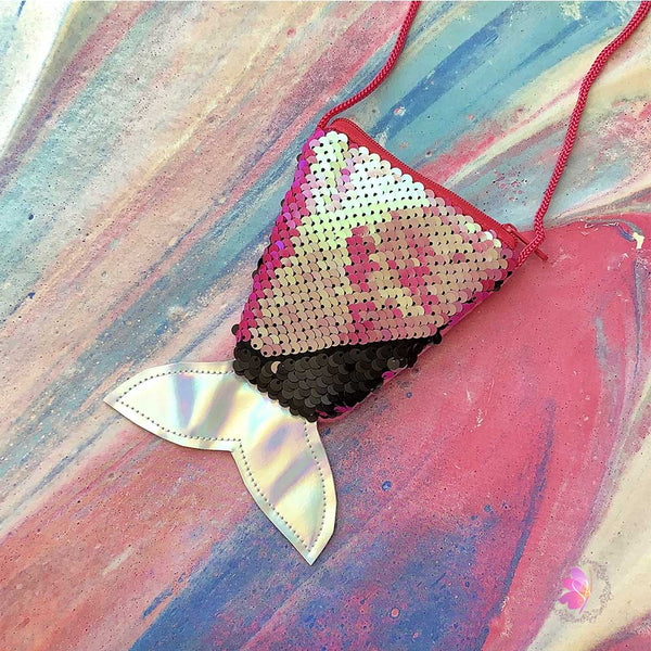 Hot Pink Sequins Mermaid Tail Mini Crossbody