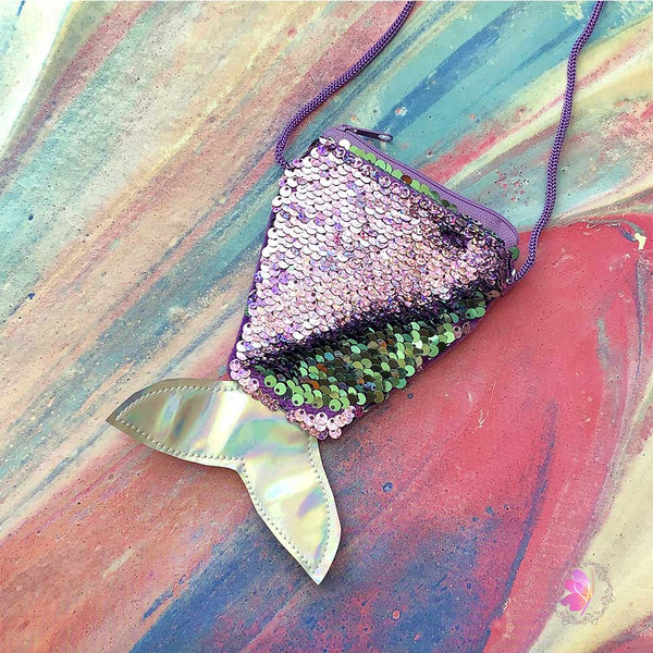 Purple Sequins Mermaid Tail Mini Crossbody