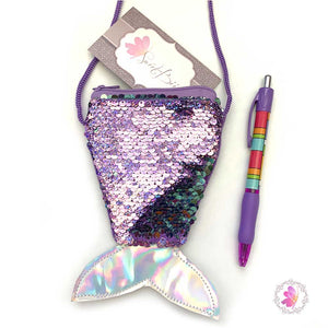 Purple Sequins Mermaid Tail Mini Crossbody
