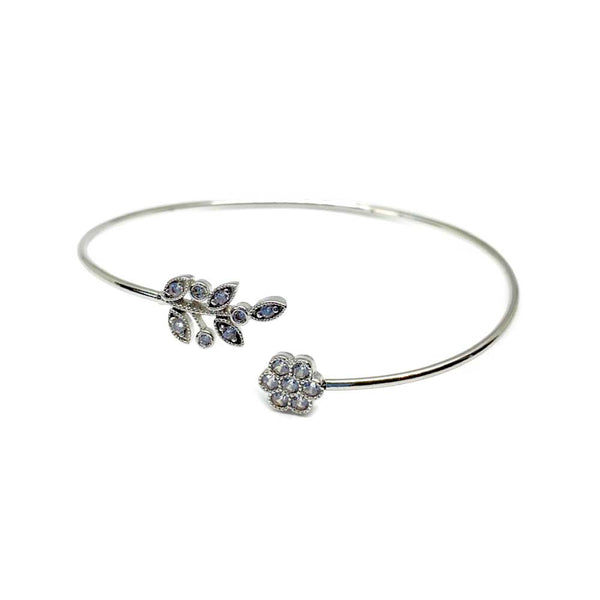 Flower & Leaf Open Cuff Bangle