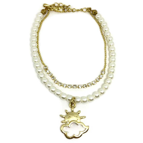 Sun & Cloud Charm Pearl Bracelet