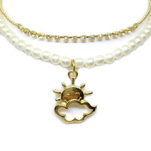 Sun & Cloud Charm Pearl Bracelet