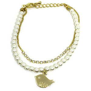 Bird Charm Pearl Bracelet