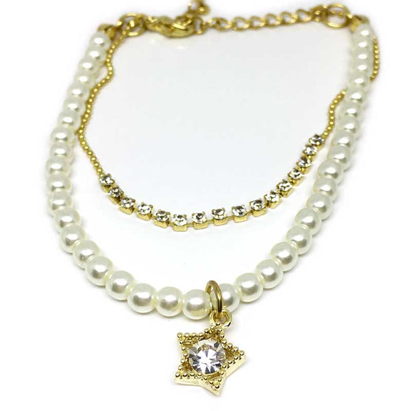 Star Crystal Charm Pearl Bracelet