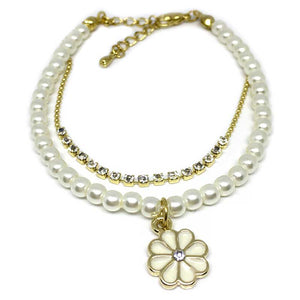 Flower Charm Pearl Bracelet