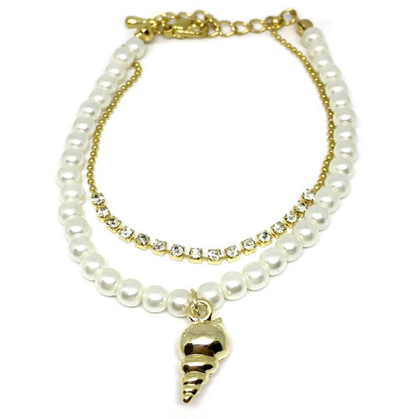 Sea Shell Charm Pearl Bracelet