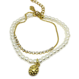 Gold Charm Pearl Bracelet
