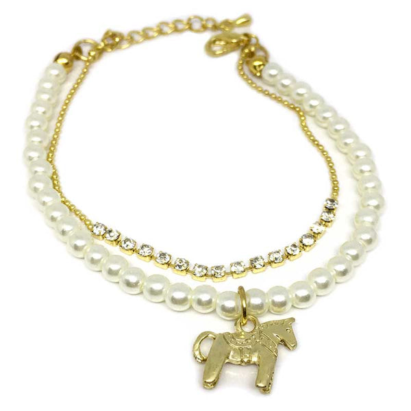 Pony Charm Pearl Bracelet