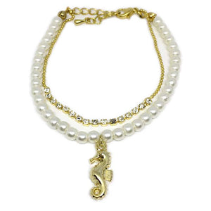 Seahorse Charm Pearl Bracelet