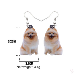 Pomeranian Dog Drop Earrings