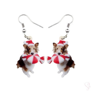 Cute Holiday Candy Dog Drop Earrings
