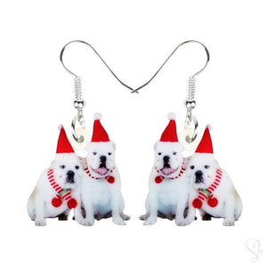 Two Holiday Dogs Drop Earrings