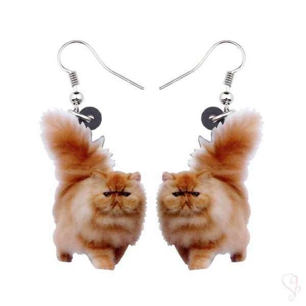 Fluffy Persian Cat Drop Earrings