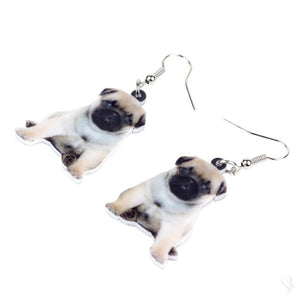 Baby Pug Dog Drop Earrings