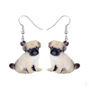 Pug Puppy Drop Earrings