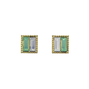 Two-Tone Crystal Square Earrings, Jewelry, sweetbiie