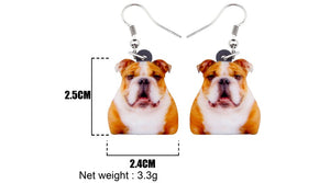 British Bulldog Dog Drop Earrings